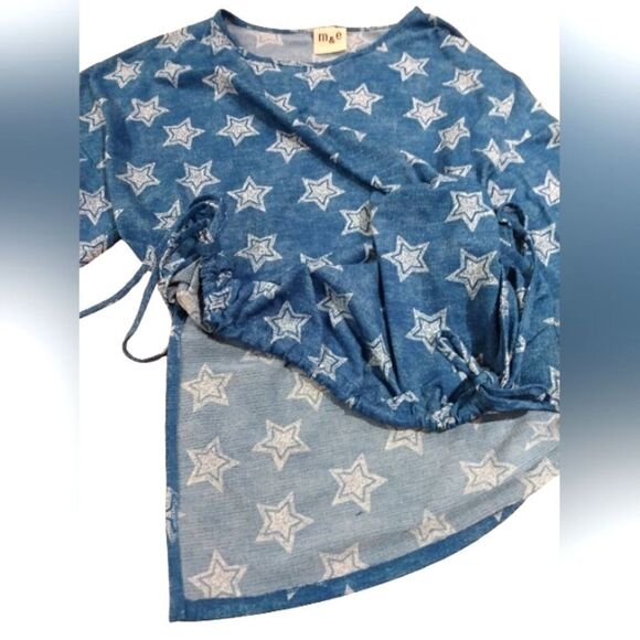 M&E Stars Summer Shirt Top SZ M - Picture 5 of 12
